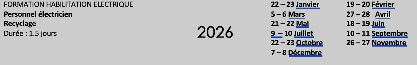 2026Formation habilitation électrique Recyclage